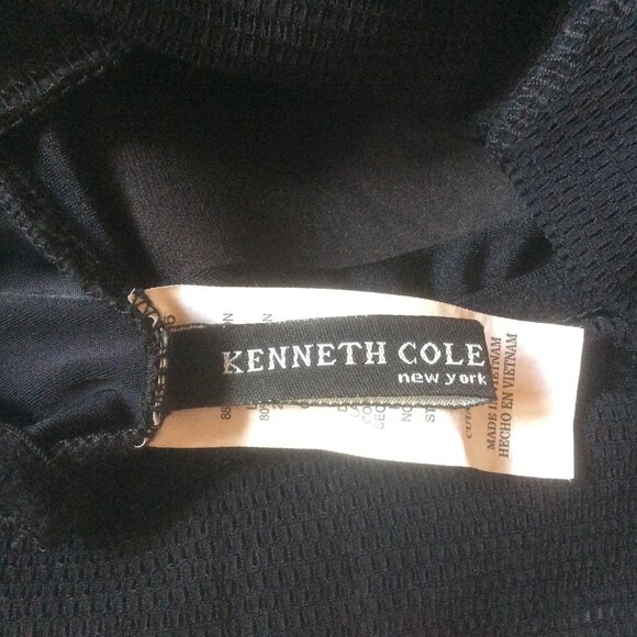 Kenneth Cole Black Mesh Built in Bra Halter Goth Grunge Tankini Top Size XL - Picture 3 of 5